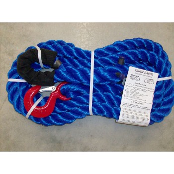 Polypropylen Loop x Hook Tow Rope, 25,000 Lb ~ 1 1/2" x 20 Ft.