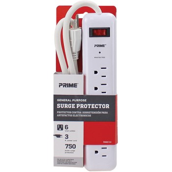 Prime Wire/Cable PB802124 3ft. 6 Surge Strip