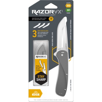 Outdoor Edge Razor VX1 Carry Knife, Gray - 3"