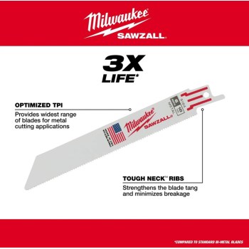 Milwaukee Sawzall Bi-Metal Blade - 12", 18 TPI, 5pk