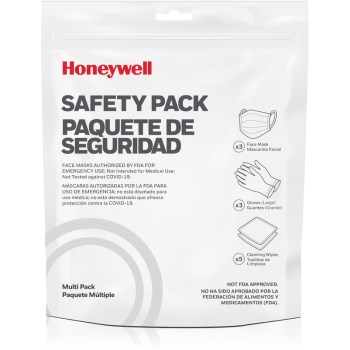 Honeywell Multi-Item PPE Safety Pack with 3 Adult Mask, 3 Pairs of Gloves & 5 Wipes (RWS-50101) (B08D4S5TTC)