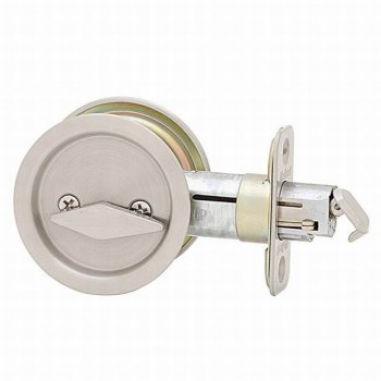Kwikset Round Pocket Door Privacy Lock - Satin Nickel