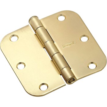 5/8" Radius Corner Door Hinge, Satin Brass ~ 3 1/2"