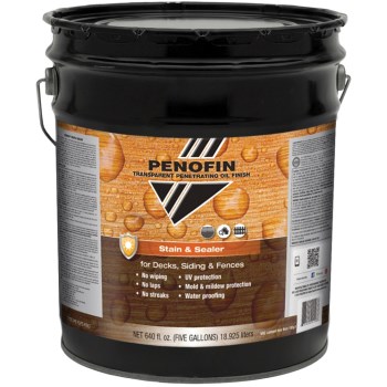 Penofin FSSMB5G Transparent Oil  Stain & Sealer for Decks/Siding/Fences, Mission Brown Finish ~  5 Gallon Container