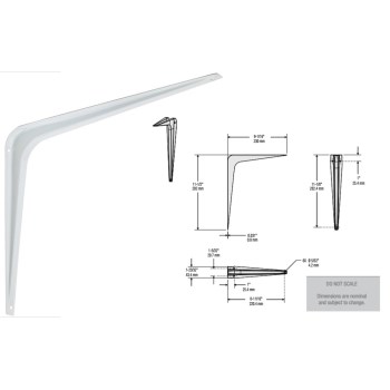 Shelf Utility Bracket, White ~ 10" x 12" 