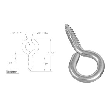 Screw Eye, Large, Stainless Steal ~ 2  7/8"