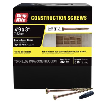 Grip-Rite Gold Construction Screw - #9 x 3", 5 Lb