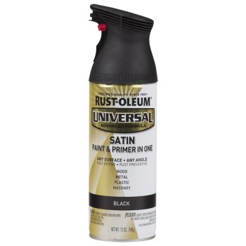 Spray Paint, Satin Black - 12 oz