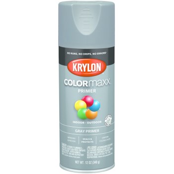 Krylon COLORmaxx Paint Primer, Gray  ~ 12 oz Aerosol