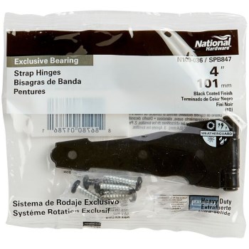 Ornamental Strap Hinge, Black ~ 4"