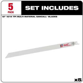 Milwaukee Sawzall Multi-Material Blade, 10/14 TPI 5pk - 12"