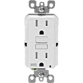 Weather/Tamper Resistant Self-Test GFCI Receptacle,  White ~ 15 Amp