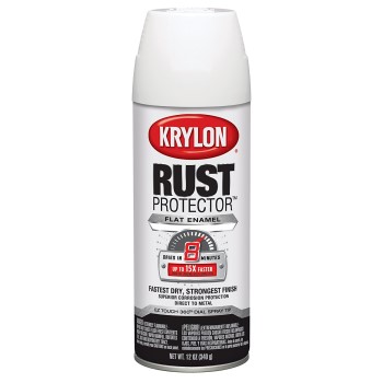 Krylon K06903400 Rust Protector Enamel Spray Paint,  Flat White ~ 12 oz Cans