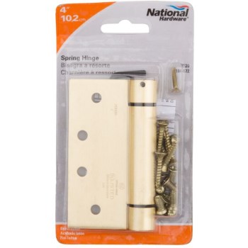 Door Closing Spring Hinge, Brass - 4"
