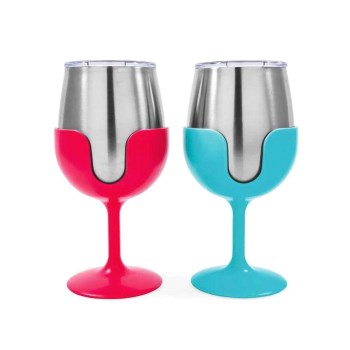 Camco 51915 Bl/Pk Wine Tumbler Set