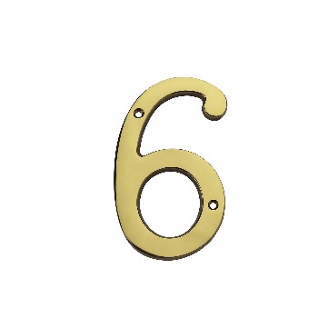 Solid Brass/Pb #6 House Number, Visual Pack 1902 6 inches