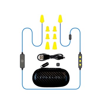 Liberate 2.0 Wireless Earplug/Earbud Hybrid, Blue & Yellow ~ 34" Cord