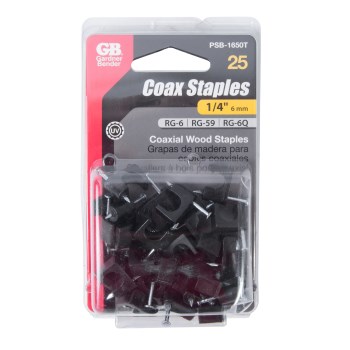 Gardner Bender Coaxial Cable Staple - 1/4", 25pk