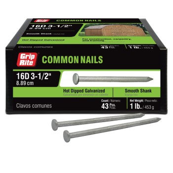 Prime Source Galvanized Common Nail - 16d (3-1/2"), 1 Lb