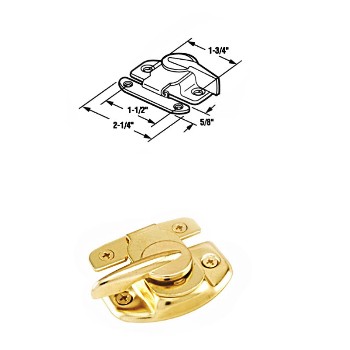 PrimeLine/SlideCo F2527 Window Latch &amp; Keeper ~ Brass Finish