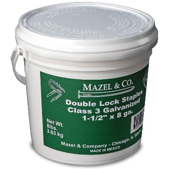 Mazel 11608112L Barbed Fence Staples, Galvanized 8 Lb Pail ~ 1 - 1/2" 