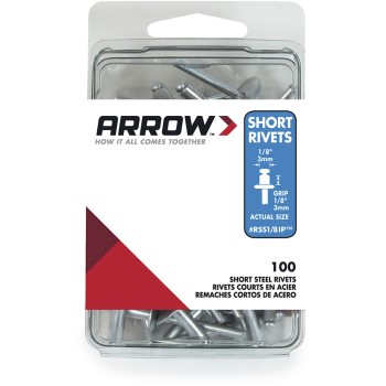 Arrow Fastener RSS1/8IP Rivets - Short Steel - 1/8 inch 