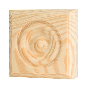 Rosette Trim Block - Pine ~  3.75" x 3.75" x 1"