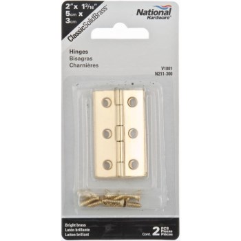 Decorative Hinge, Solid Brass ~ 2" x 1-3/16"