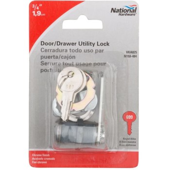 Door/Drawer Utility Locks, Keyed Alike  ~ Chrome Finish