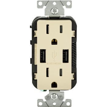 Leviton R01-T5632-0BI USB Charger &amp; Duplex Receptacle