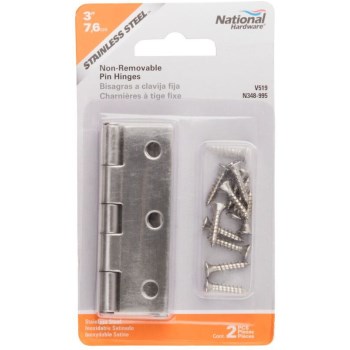 Narrow Tight Pin Hinge, Stainless Steel - 3"