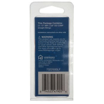 Straight Compression Adapter, Chrome - 1/2" MIP x 3/8" OD