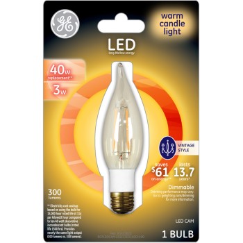 LED Vintage Style CAM Candelabra Bulb - 3/40 watt