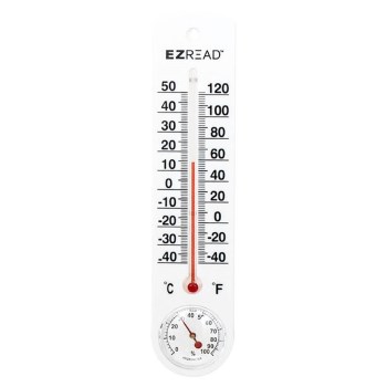 Outdoor Thermometer with Hygrometer, White - 9"