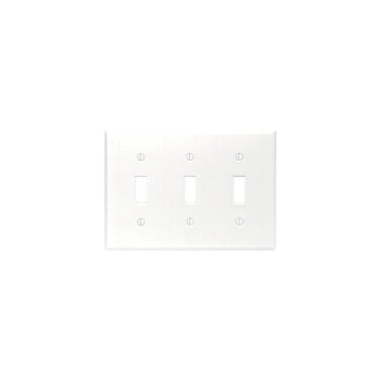 Toggle Switch Wall Plate, White - 3 Gang