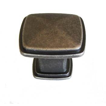 Square Knob, Weathered Nickel ~ 1 1/4"