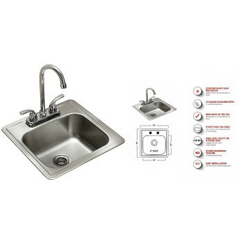 All-in-One Kit for Bar or Utility Sink  ~ 15" x 15" x 6" 