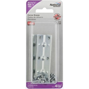 Corner Brace, Zinc - 3-1/2" x 3/4" (4-Pack)
