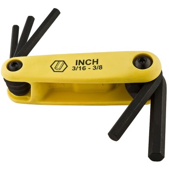 Black Hex Key Set, Visual Pack 7022 5 piece 3 / 16 - 3/8 Inches