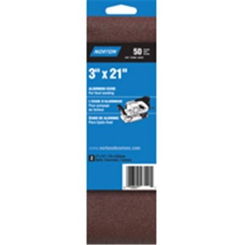 Norton Sanding Belt, Aluminum Oxide - 3" x 21", 50 Grit, 2pk