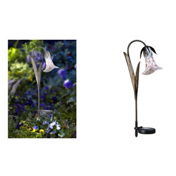 Solar Powered LED Glass Lily Stake Light
