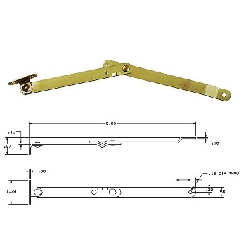Brass Folding Support, Right Mount ~ 9"