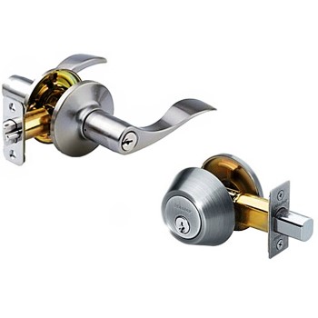 Wave Design Series Entry Lever w/Deadbolt Combination ~ Satin Nickel 