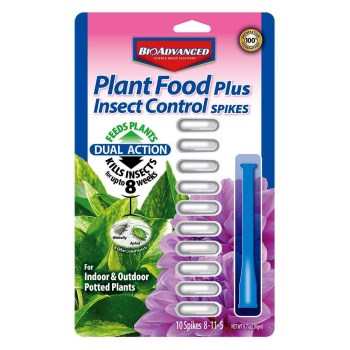 Bayer Advanced 701710a Insect Control Plus Fertilizer Spikes For Potted Plants, 8-11-5