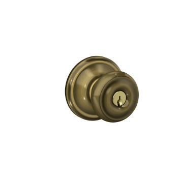 Schlage Georgian Keyed Entry Knob, Antique Brass