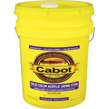 Cabot 05-0801 Siding Stain, Solid Color - Acrylic - 5 Gallons
