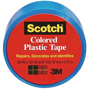 3m 02120000008 Scotch Plastic Tape, Blue ~ 3/4" X 125"