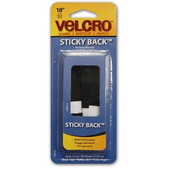 Velcro 90078 Black Tape Sticky Back, 18 X 3 / 4 Inches