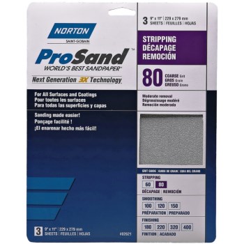 Norton 076607026170 3x Sanding Sheets 180 Grit