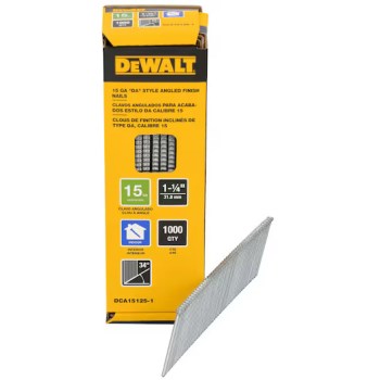 DeWalt 15GA Angled Finish Nails - 1-1/4", 1000pk